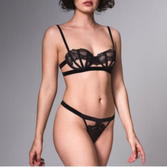 NWT Thistle and Spire Sidney Open Cup Bra Black 32DD - Picture 10 of 14